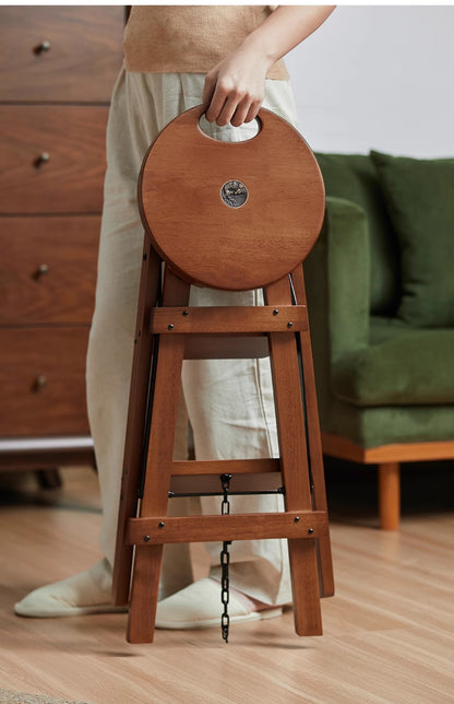 Bar Stool and Foldable Step Stool in One - Round Top - Habitature