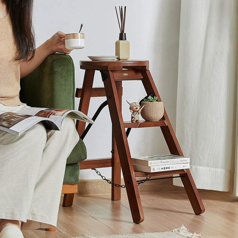 Bar Stool and Foldable Step Stool in One - Round Top - Habitature